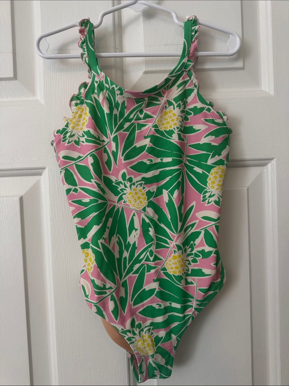 Crewcuts Pink and Green Tropical Print One-Piece